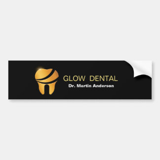 Professional Dental Clinic Gold Tooth Logo Bumper Sticker