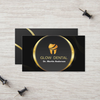 Professional Dental Clinic Gold Tooth Logo Calling Card