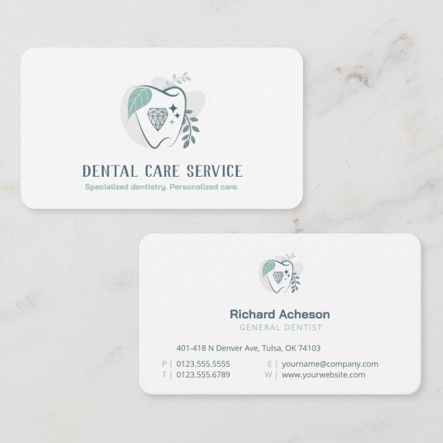 Professional Dentist | Dental Care Service Business Card (Front/Back)