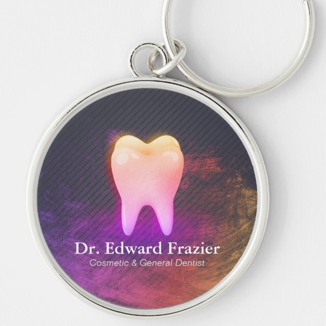 Professional Dentist Dental Clinic Rose Gold Tooth Keychain (Front)