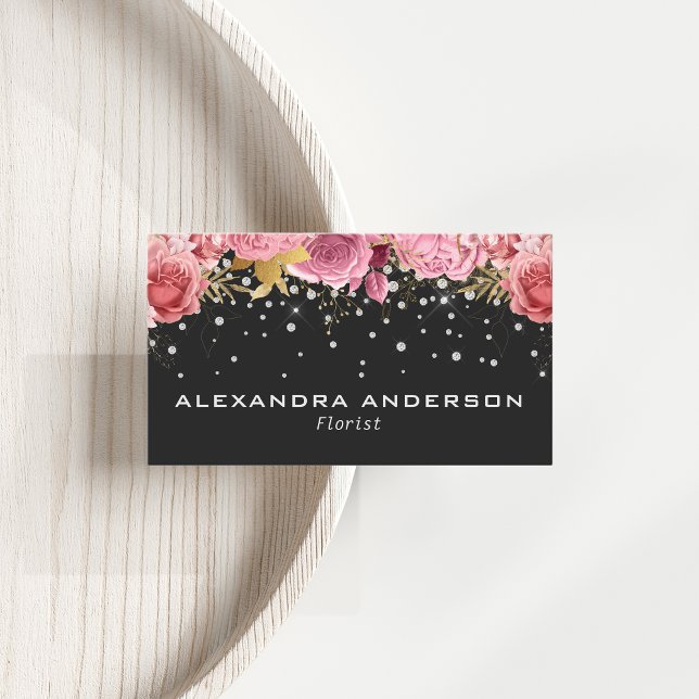 Professional Diamond Pink Floral Board Business Card (Creator Uploaded)
