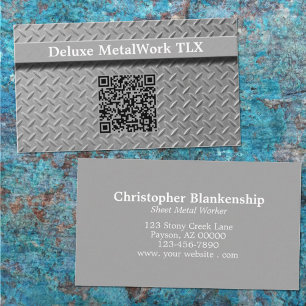 Professional Diamond Plate QR Code Rustic Business Card