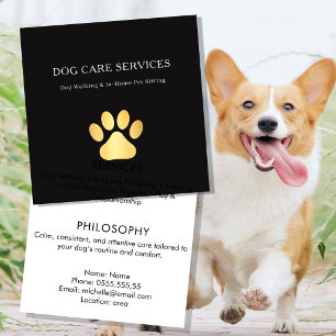 Professional Dog Walking & Pet Sitting Service Square Business Card