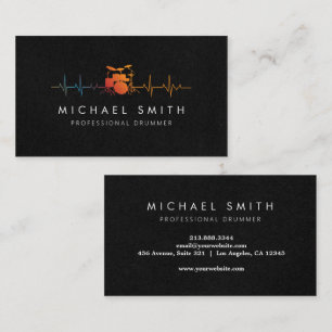 professional Drums Heartbeat Drummer  Business Card