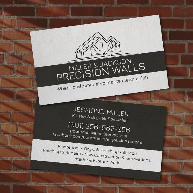 Professional Drywall Plastering Line Art  Business Card (Creator Uploaded)