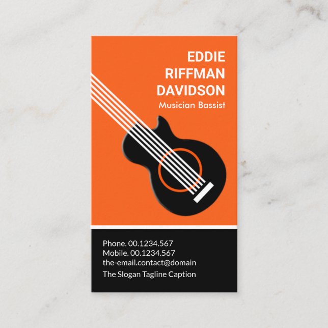 Professional Dual Colour Tone Bassist Musician Business Card (Front)
