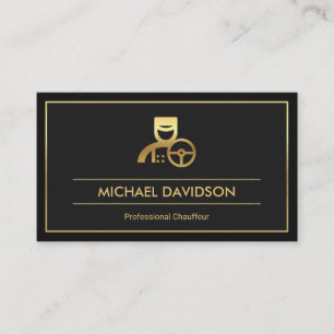 Professional Dual Grey Shades Gold Frame Chauffeur Business Card