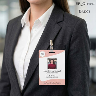 Professional Dusty Pink Rose Custom Logo Photo ID  Badge