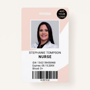 Professional editable pink nurse photo logo code badge