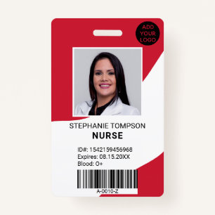 Professional editable red nurse photo logo code badge