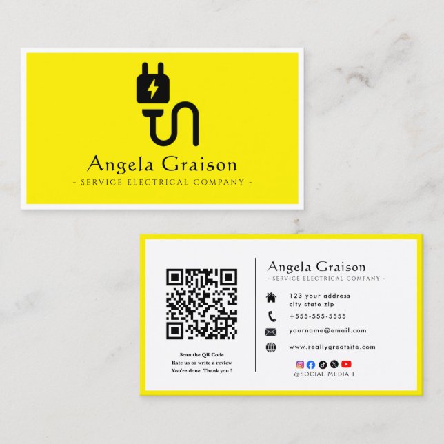 Professional Electrician Business Card (Front/Back)
