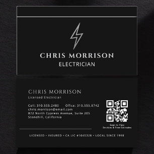 Professional Electrician QR Code Business Card