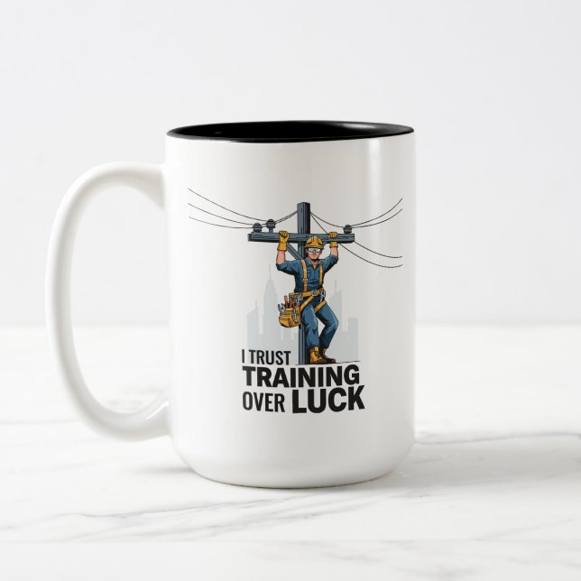 Professional Electrician Safety Quote Gift Two-Tone Coffee Mug (Left)
