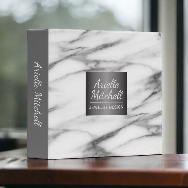 Professional Elegant Alabaster Marble Pattern Binder (Custom office supplies for your small business.)