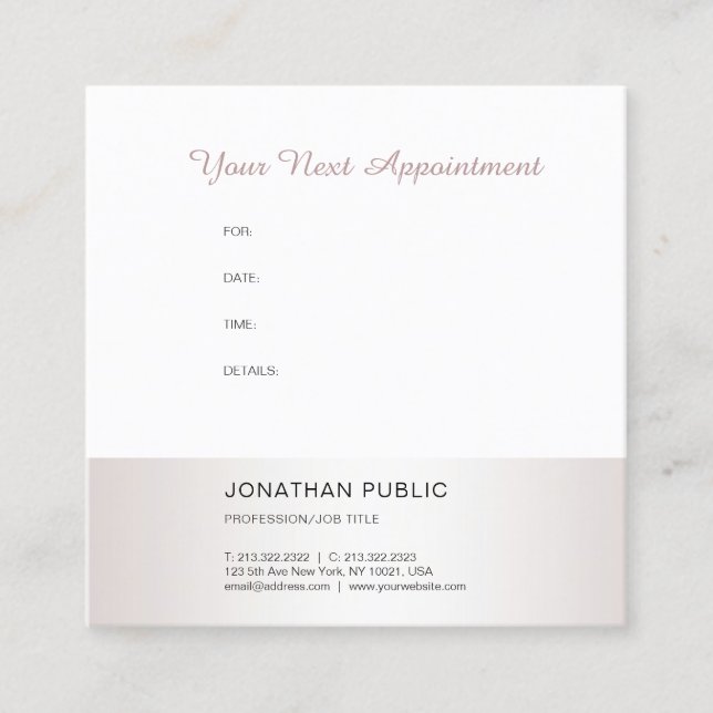 Professional Elegant Appointment Reminder Modern Card (Front)