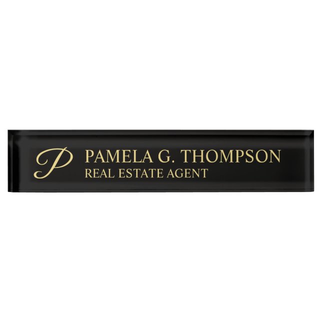 Professional Elegant Black and Gold Nameplate (Front)