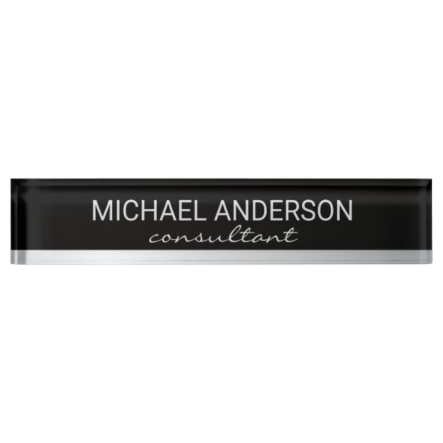 Professional Elegant Black and Silver Nameplate (Front)