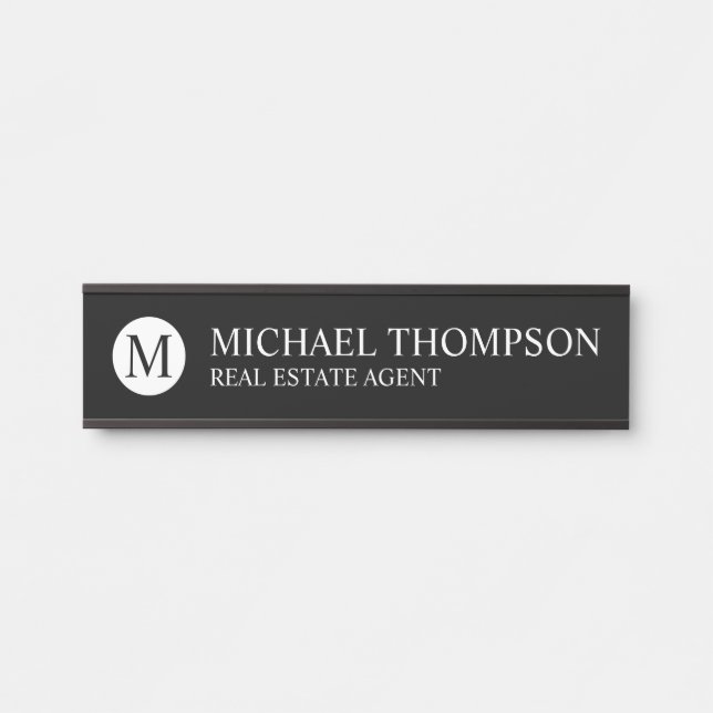 Professional Elegant Black and White Door Sign (Front)