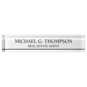 Professional Elegant Black and White Nameplate