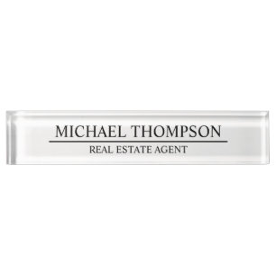 Professional Elegant Black and White Nameplate