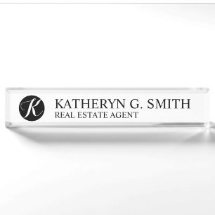 Professional Elegant Black and White Nameplate