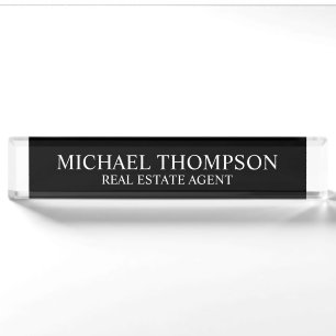 Professional Elegant Black and White Nameplate