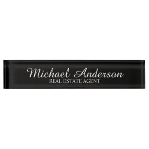 Professional Elegant Black and White Nameplate