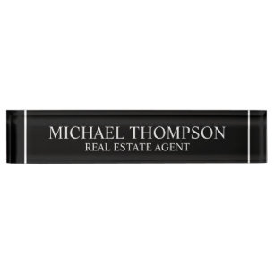 Professional Elegant Black and White Nameplate