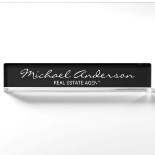 Professional Elegant Black and White Nameplate