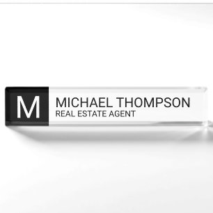 Professional Elegant Black and White Nameplate