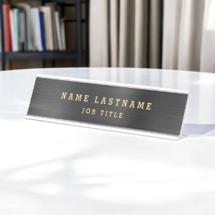 Professional Elegant Black Gold Desk Name Plate