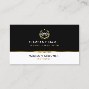 Professional Elegant Black White Gold Custom Logo Business Card