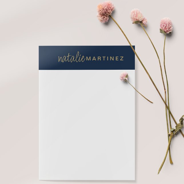 Professional Elegant Blue Gold Personalized Large Post-it Notes (Creator Uploaded)