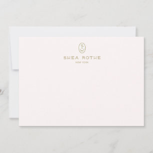Professional Elegant Blush Pink Pattern Monogram   Thank You Card