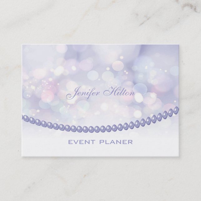 Professional elegant bokeh pearls business card (Front)