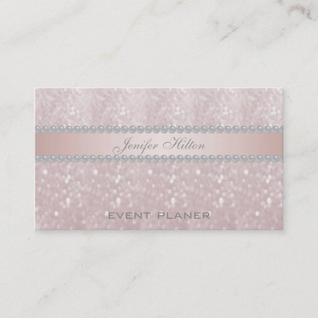 Professional elegant bokeh pearls business card (Front)