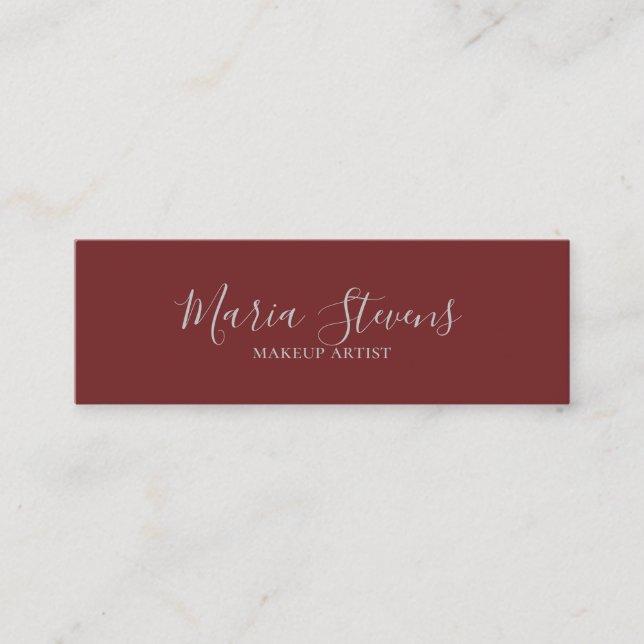 Professional Elegant Burgundy Mini Business Card (Front)