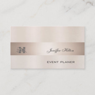 Professional elegant chic champagne rose monogram business card