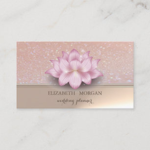 Professional Elegant Chic Glittery Lotus Flower Business Card