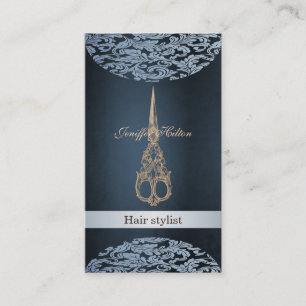Professional elegant chic luxury  damask scissors business card
