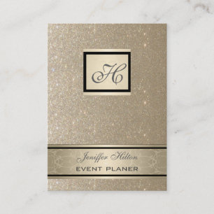 Professional elegant chic luxury glittery monogram business card