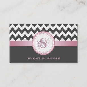 Professional elegant contemporary chevron monogram business card