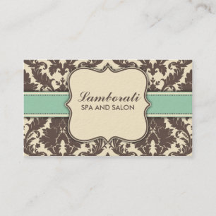 Professional Elegant Damask Floral Modern Beige Business Card