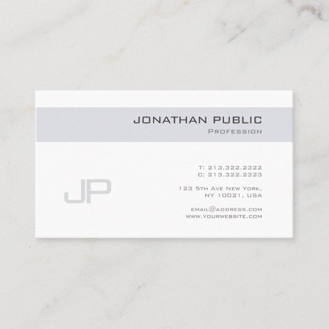 Professional Elegant Design Monogram Plain Trendy Business Card (Front)
