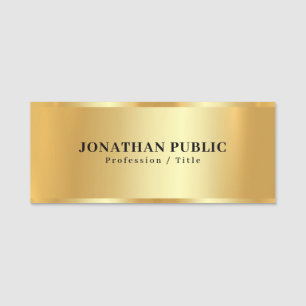 Professional Elegant Design Trendy Glamorous Gold Name Tag