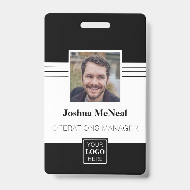 Professional Elegant Employee Photo Name Badge (Front)