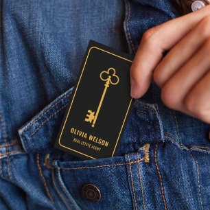 Professional Elegant Gold & Black Real Estate Chic Business Card