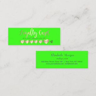 Professional Elegant Gold Hearts Neon Green Loyalty Card