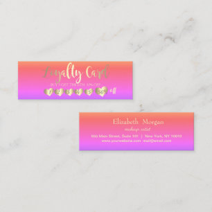 Professional Elegant Gold Hearts Ombre Pink Loyalty Card