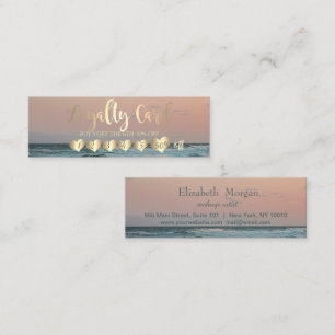 Professional Elegant Gold Hearts Sea Loyalty Card